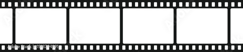 Horizontal film strip frame with empty photo slots for cinema video editing and retro media design