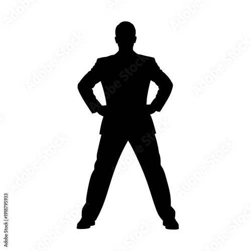 Silhouette of a man standing confidently.