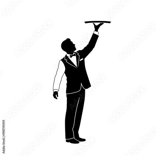 Waiter Serving Food on a Tray.