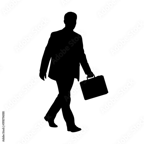 Businessman walking with briefcase in hand.