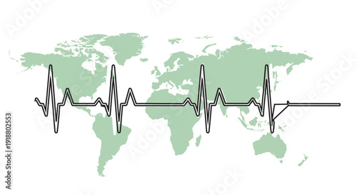 Global health pulse ecg world map
