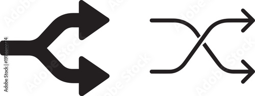 Two black arrow symbols on a white background