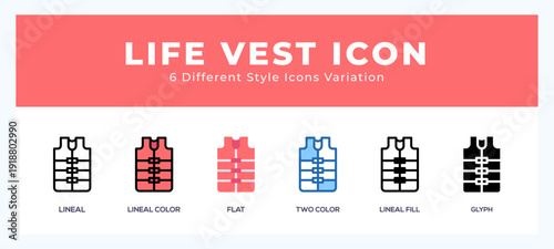 Life vest icon illustration vector with different styles