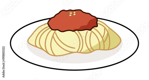 シンプルなミートスパゲッティのイラスト