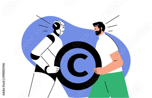 AI robot and human are fighting over copyright. Copyright issues when using neural networks