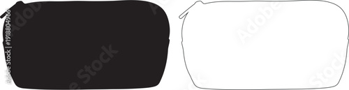 Isolated Black Zipper Pouch Vector Template with Outline isolated PNG with Transparent Background