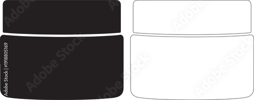Black and White Minimalist Cosmetic Cream Jar Vector Icons Set isolated PNG with Transparent Background