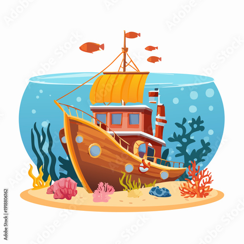 pirate ship with treasure chest