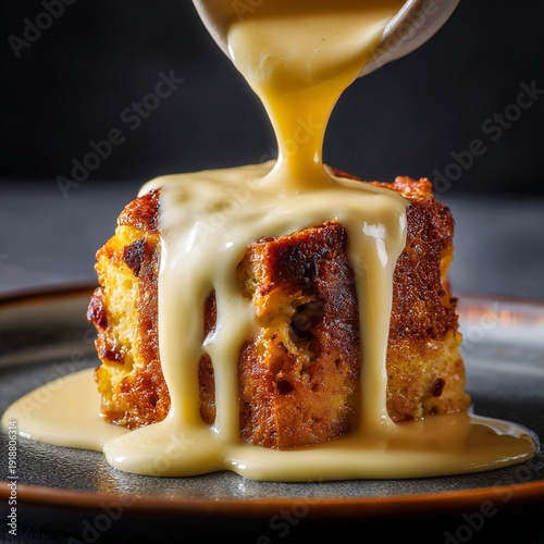 pudding with melted cream on top