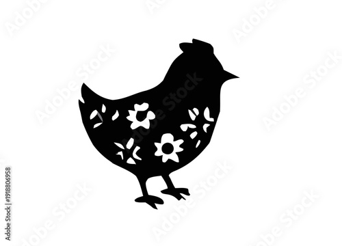Cute Chick  Silhouette Vector, Simple Black Chick  Silhouette Illustration