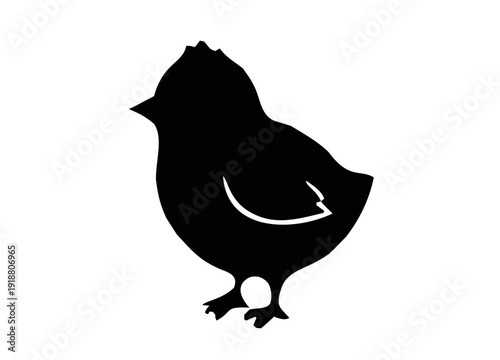 Cute Chick  Silhouette Vector, Simple Black Chick  Silhouette Illustration