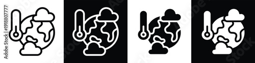 Climate Change lineal glyph icon style in white and black background