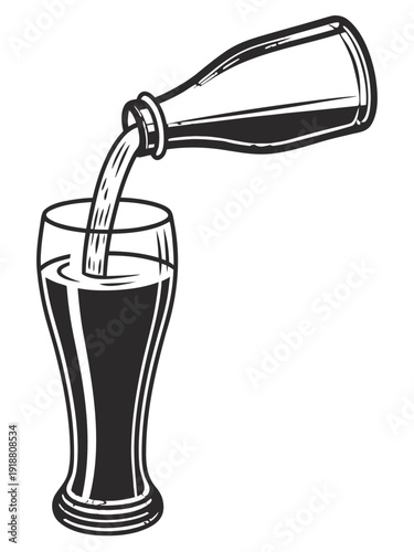 Pouring Soda into Glass from Bottle Icon Clip Art Vector Illustration
