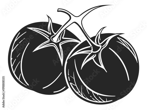 Tomato Vine Cluster Icon Clip Art Vector Illustration