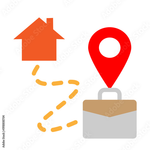 Home To Work Location Vector Flat Icon Design
