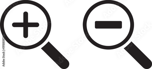 Magnifier Zoom Plus and Minus Symbol Illustration