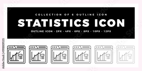 Pack of 6 Outline Vector Statistics icon