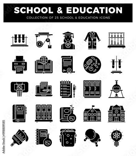 school and education icons in a white background.