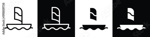 Boat lineal glyph icon style in white and black background