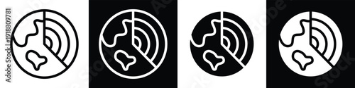 Earth Layer lineal glyph icon style in white and black background