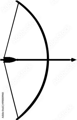 Medieval Longbow Drawn and Ready to Shoot Silhouette