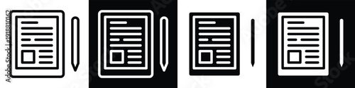 Ebook lineal glyph icon style in white and black background