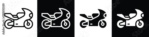 Motor Sport lineal glyph icon style in white and black background