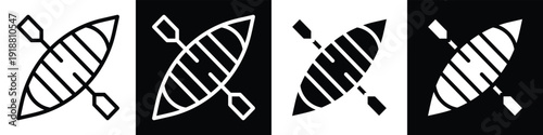 Kayak lineal glyph icon style in white and black background