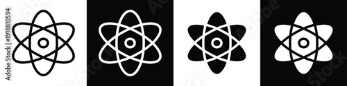 Atom lineal glyph icon style in white and black background