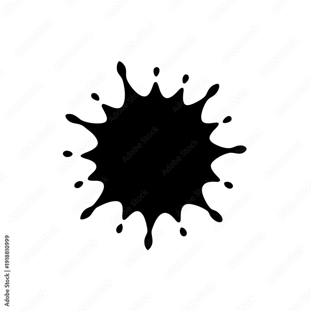 Fototapeta premium A bold and dynamic black ink splatter on a white background with sharp edges and texture