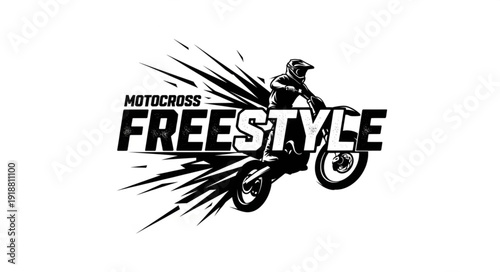 Motocross Freestyle Rider on Motorcycle.