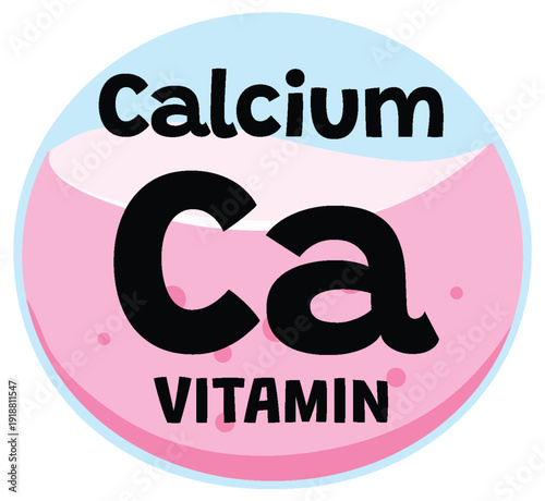Calcium Vitamin Icon in Flat Vector Style