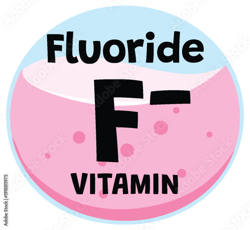 Fluoride Vitamin Icon in Cartoon Vector Style
