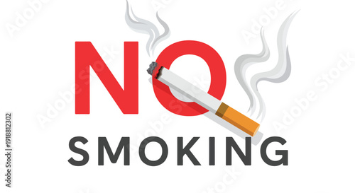 Graphic illustration of a no smoking sign with a red 'NO' and a cigarette on a white background.