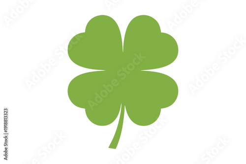 A green four leaf clover shamrock plant representing luck and traditional Irish fortune for spring season isolated on transparent background.