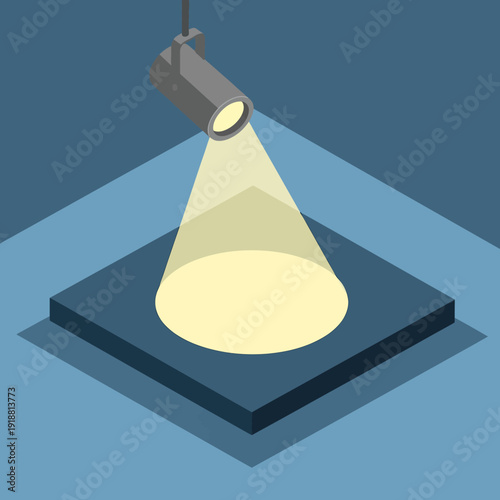 Spotlight Shining Down on a Square Platform.