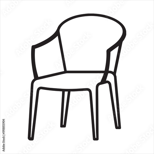 Plastic Chair Icon for Furniture Design and Seating Illustration