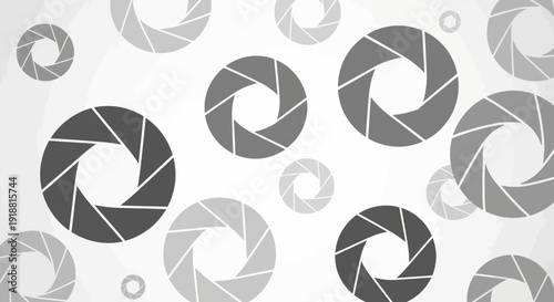 camera shutter icons, gray photography symbols