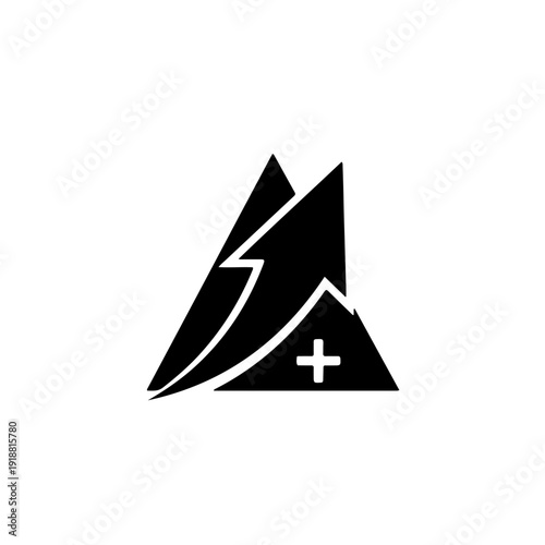 An abstract upward arrow silhouette for financial growth and donation logos.