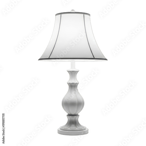 Classic White Table Lamp with Elegant Ceramic Base, Clean Cut-out PNG