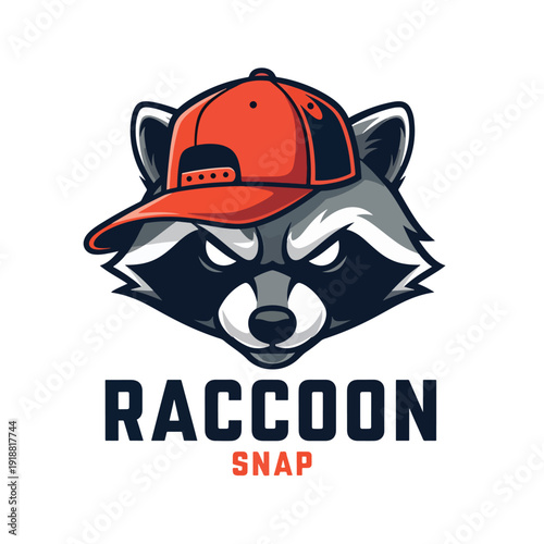 Cool Raccoon Mascot Wearing a Cap, Vector Illustration for Gaming or Sports Team Identity