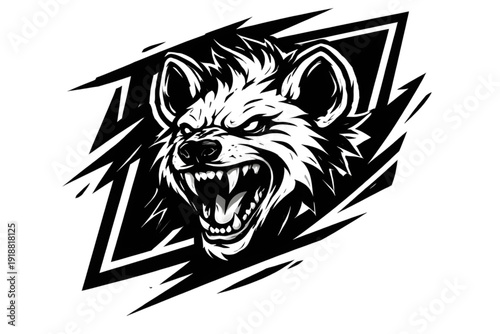 Slash Cut Hyena Mascot Logo with Savage Laugh for Esports Team Branding