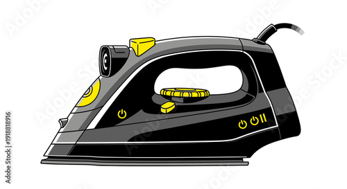 black and yellow electric iron