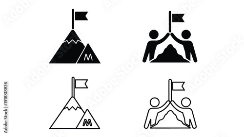 family camping adventure flat design vector illustration - Line and glyph icon set - Stickers and Clipart - PNG and SVG Icon collection - Lineal icons - Editable icon