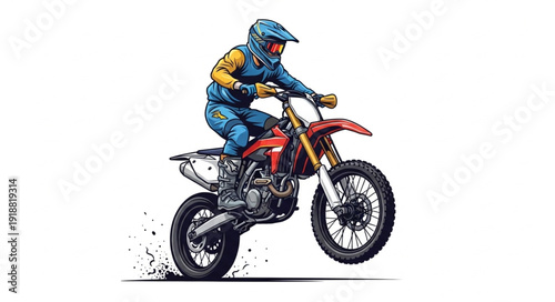 Motocross Rider in Action Pose.