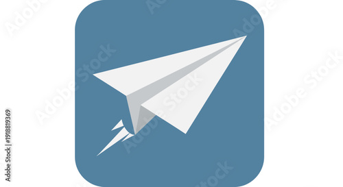 paper airplane logo, blue background