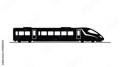 A sleek high speed train depicted in a dark silhouette