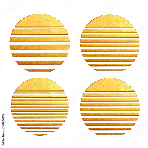 decorative gold striped circles collection set