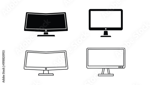 Modern TV set icons flat design vector illustration - Line and glyph icon set - Stickers and Clipart - PNG and SVG Icon collection - Lineal icons - Editable icon