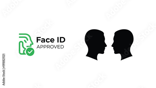 Face id approval with two profile views in black silhouette